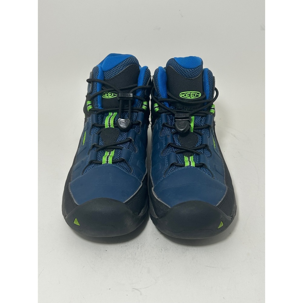 KEEN Youth Hiking Boots Blue Lime‎ Green Waterproof Trail Shoes Size 6Y 1020614